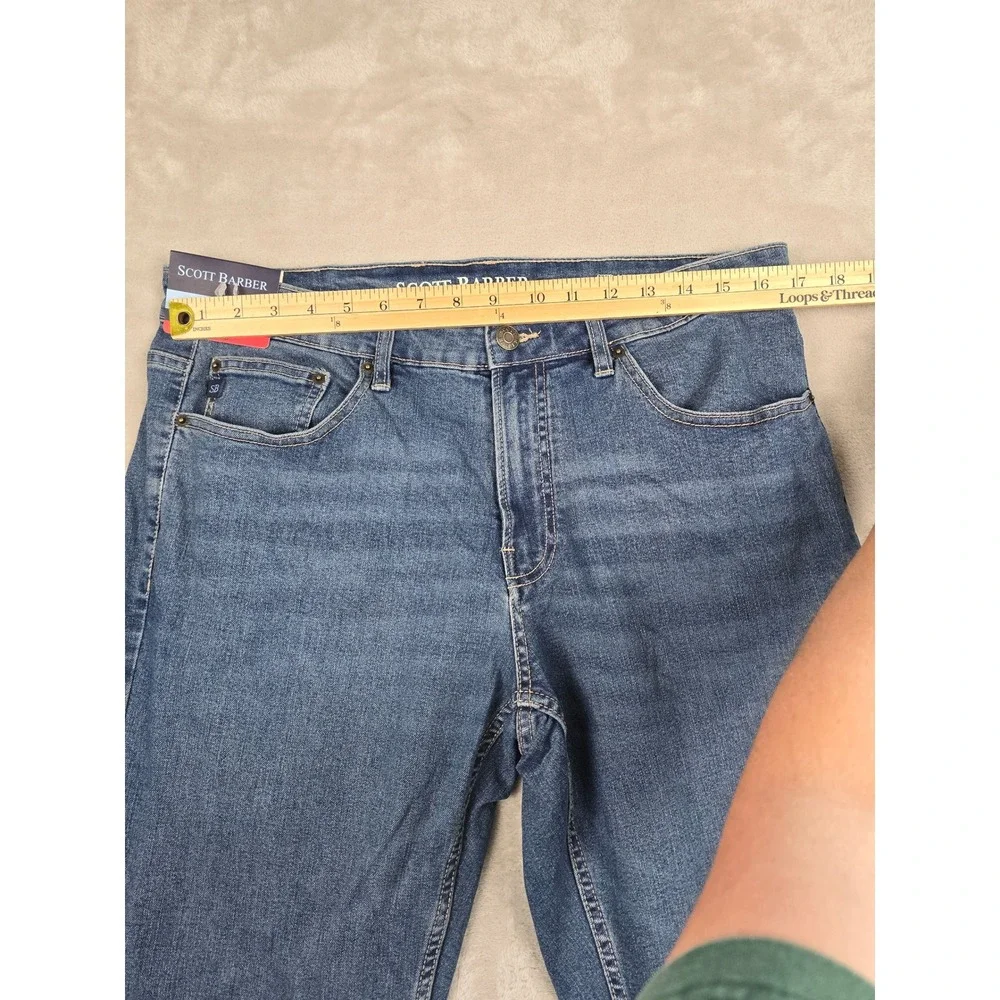 Scott Barber 5 Pocket Jeans Mens 34x30‎ Blue Straight Fit Stretch Denim *Read